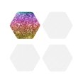 thumbnail image 2 of Kll Hexagon Drink Coasters Set Of 4,Pu Leather Absorbent Coasters Set Decorative Coffee Cup Coasters Housewarming Gift For Home Decor-Glitter Rainbow, 2 of 9