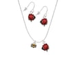 thumbnail image 2 of Delight Jewelry Silvertone Mini Bumble Bee Red Lucky Ladybug Necklace and Dangle Earrings Set, 2 of 6