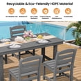 thumbnail image 5 of KINGYES 7-Piece Outdoor Dining Set, HDPE Patio Table and Chairs with Umbrella Hole, Gray, 5 of 13