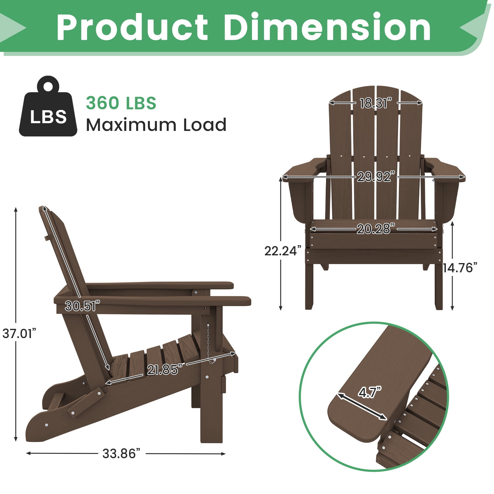 LOYALICE Outdoor Patio Chair, HDPE Plastic Adirondack Chair, Coffee Brown(2PC)
