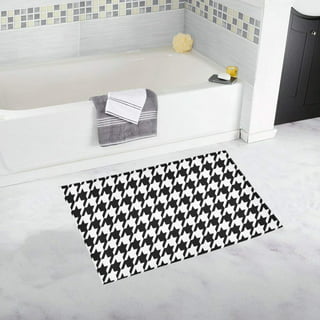 1pc Black Border Geometric Double Colored Checker Bath Mat Shower