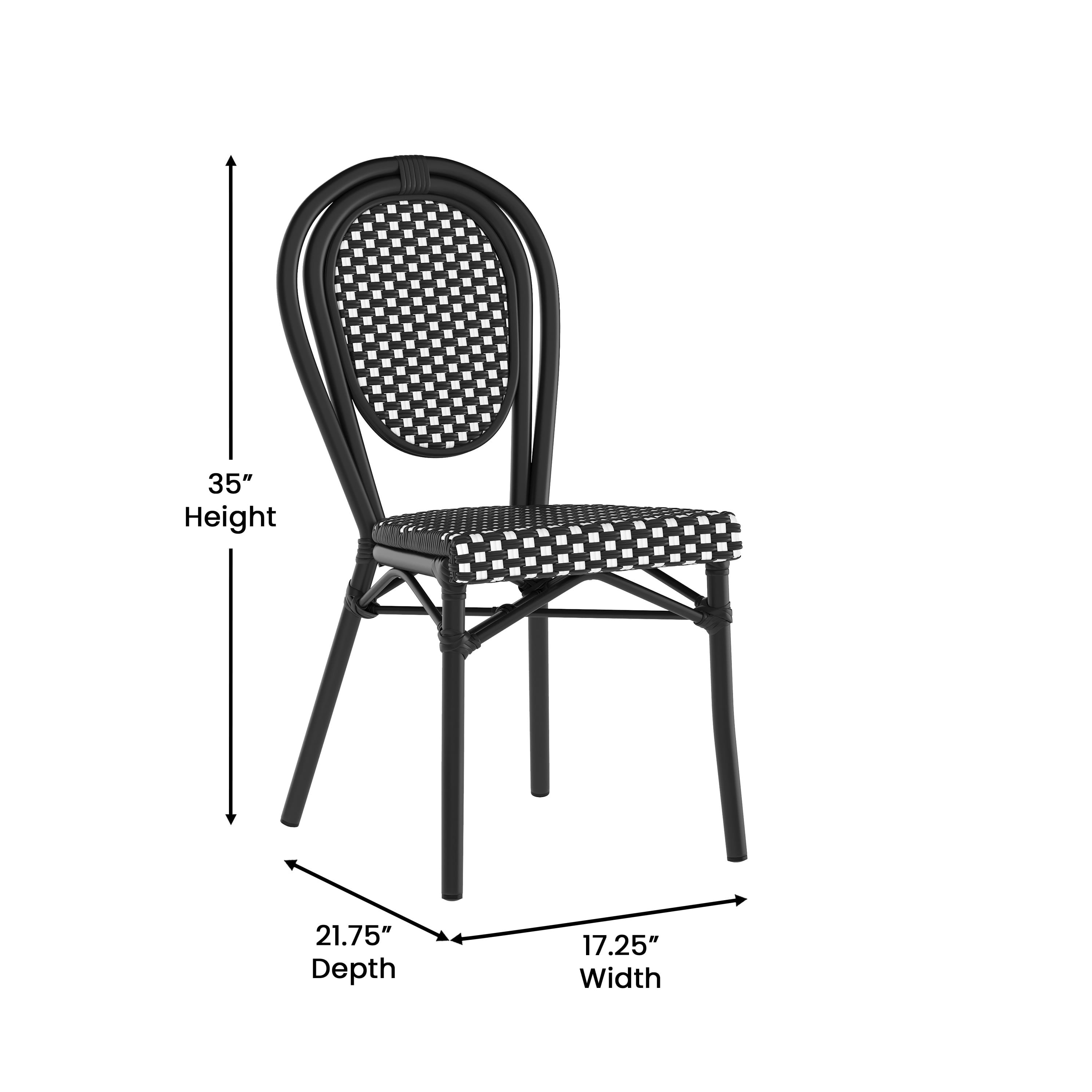 Flash Furniture Lourdes Indoor/Outdoor French Bistro Stacking Chair Black/White (SDA6422SBKWBK)
