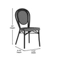 thumbnail image 5 of Emma + Oliver Set of Two Indoor/Outdoor Stacking Thonet Bistro Style Chairs with Black & White PE Rattan Seat and Black Finished Metal Frame, 5 of 14
