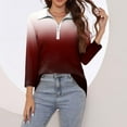 thumbnail image 5 of Xqxayjr Women's Quarter Zip Sweatshirt Tops Casual Graphic 3/4 Sleeve Ombre Gradient Collared Fall Sweaters Tops Comfy Round Neck Shirts Plus Size Outfits, 5 of 7
