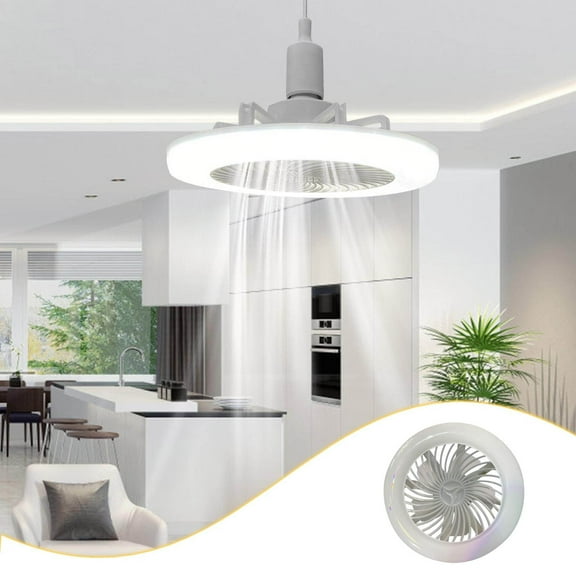 Fuebueo Summer Savings Mini Ceiling Fan with Light 3 Colors Dimmable LED Light Bulb Fan Screw in Ceiling Fan for Bedroom, Kitchen, Storage Room, Closet, Wireless Small Ceiling Fans with Lights