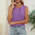 thumbnail image 2 of Levmjia Women's Tank Tops Fashion Sleeveless Vest Casual Hollow Out Shirt Polyester Loose Fit Tops Solid Color Leisure Blouse Daily Wear Spring Summer, 2 of 6