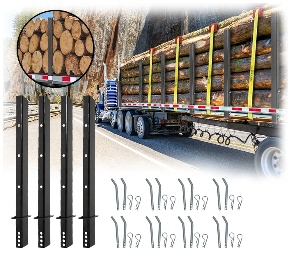 54" Adjustable C Channel Pipe Stake for Flatbed Trailer Hauler (4 Pack)