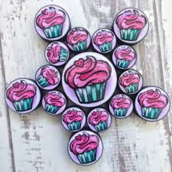 Yummy Cupcake Double Flared Acrylic Gauges/Plugs 9/16'' (14MM)  2 Piece (1 Pair) (B/6/3/76)