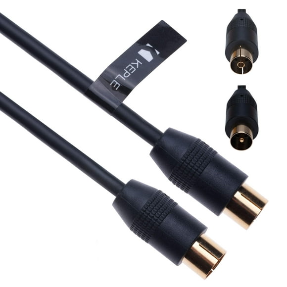 RF Coaxial Cable TV Aerial Lead 2m Coax Plug Male to Female Antenna Socket Extension for Freeview, Xfinity, AT&T, Wow!, TDS, COX, DVD, VCR Connect to Television | Gold M-F Connector (Black)