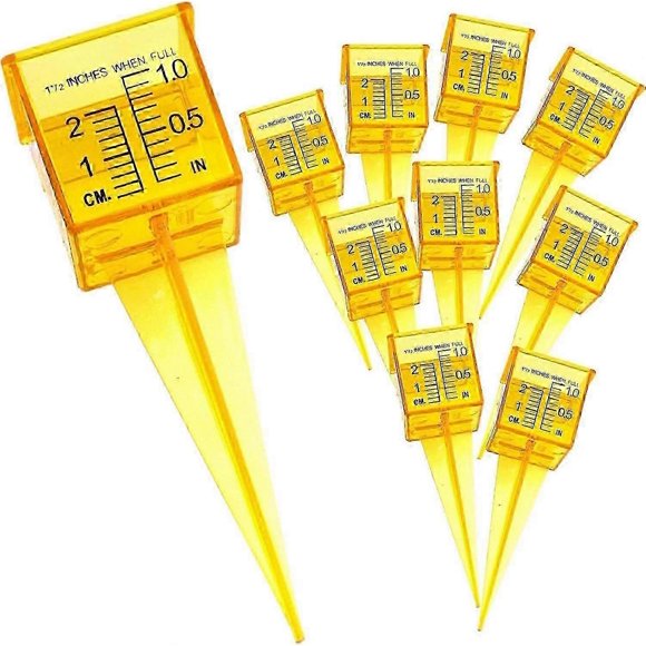 10 Pack 1.5" Rain/Sprinkler Gauge, Wide Mouth, Bright Yellow, Outdoor Water
