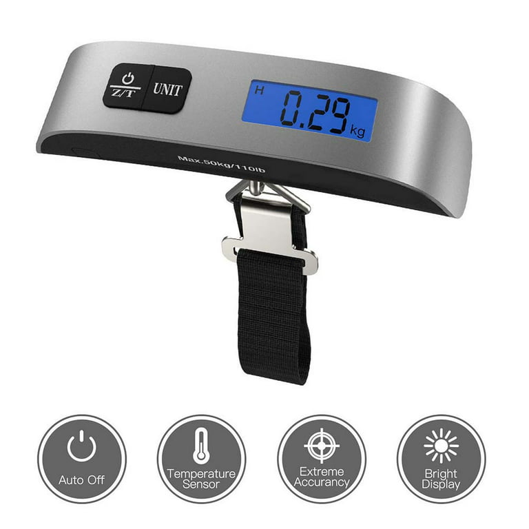 Digital Luggage Scale 2 Pack Fosmon Digital LCD Display Backlight with Temperature Sensor Hanging Luggage Weight Scale Up to 110lb