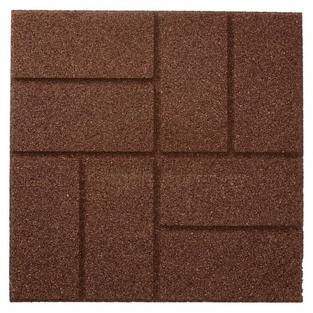 Dual Sided Rubber Paver Tile - 16" X 16" X 3/4" (Brown, 5 Tiles)