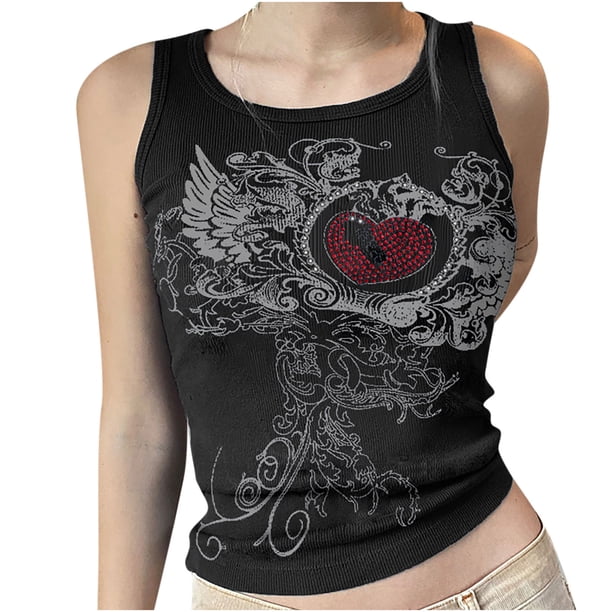 Señoras europeas y americanas Sexy Sling recortada Bottoming Slim Chaleco Hot Diamond Printing Top Fridja qr1719
