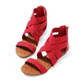thumbnail image 2 of Womens Summer Stylish Low Wedge Sandals with Elastic Gladiator Ankle Straps, 2 of 6
