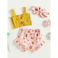 thumbnail image 3 of Coduop Infant Baby Girls Clothes Set Ribbed Bowknot Sling Tank Tops Floral Shorts 3Pcs Outfit Set, 3 of 8