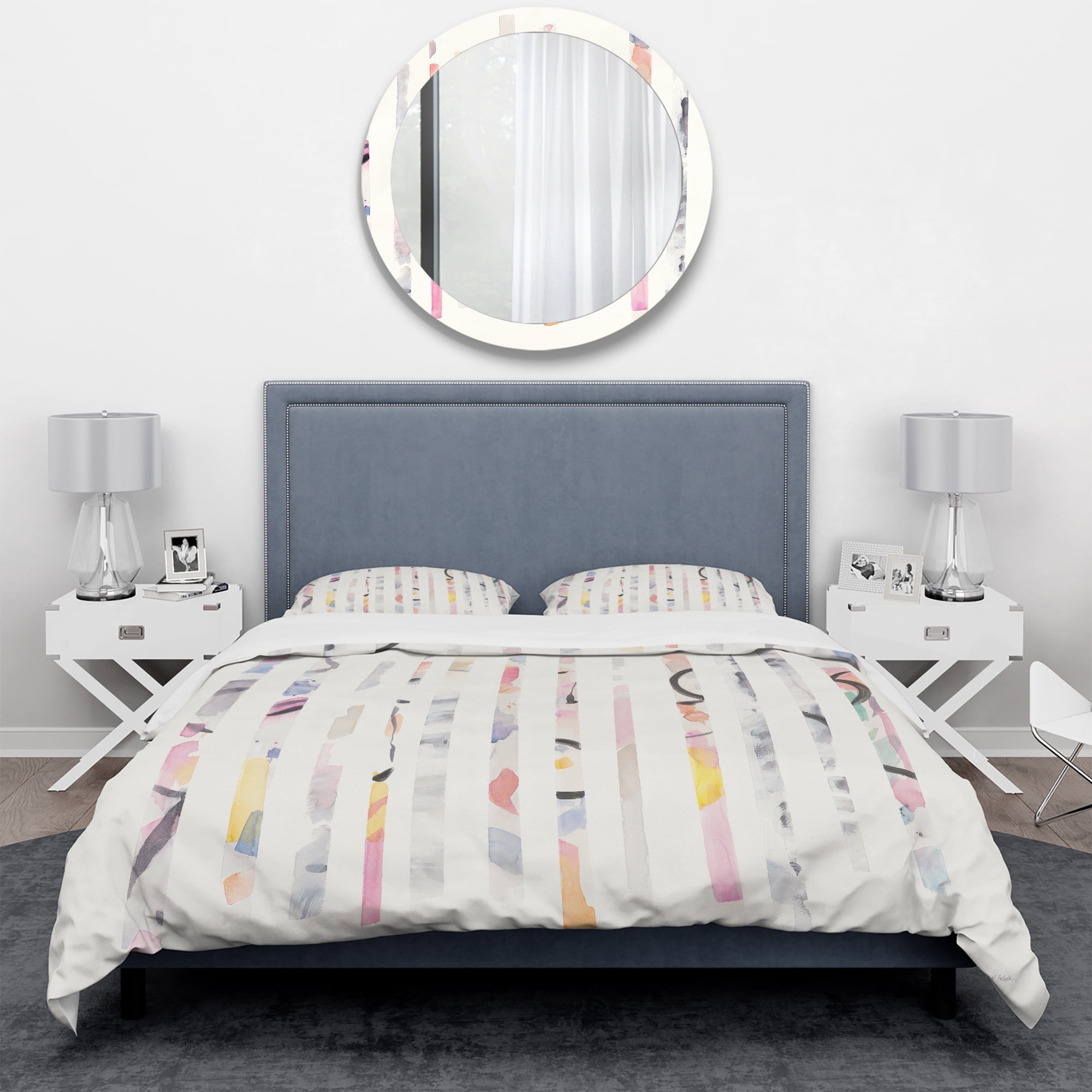 Designart 'Multi-Color Geometric Bars' Geometric Duvet Cover Set