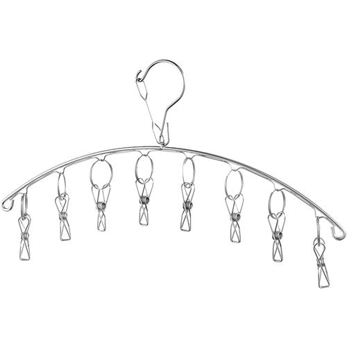 AkoaDa Stainless Steel Underwear Clothes Hanger with 8 Clips for Drying Socks, Bras, Towel, Underwear, Hat, Scarf, Pants, Gloves Windproof Clothes Hanger