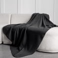 thumbnail image 4 of Solid Color 80"L x 60"W Fleece Throw Blanket for Fall, Winter, Spring, Summer, Men, Women, Homeless, Charity Donation Drives in Black, 4 of 4
