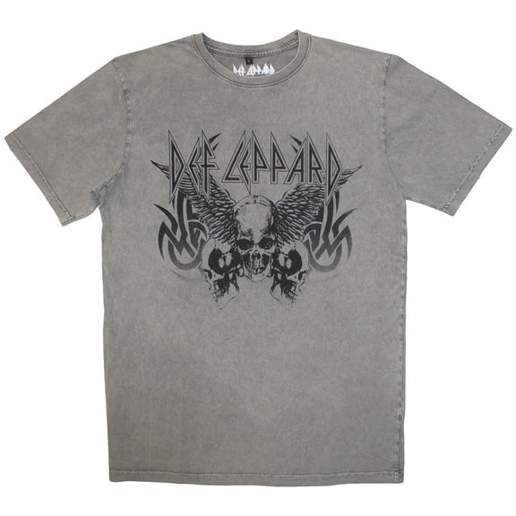 Def Leppard Unisex Stone Wash T-Shirt: Tribal Skull Stone Wash (Small)