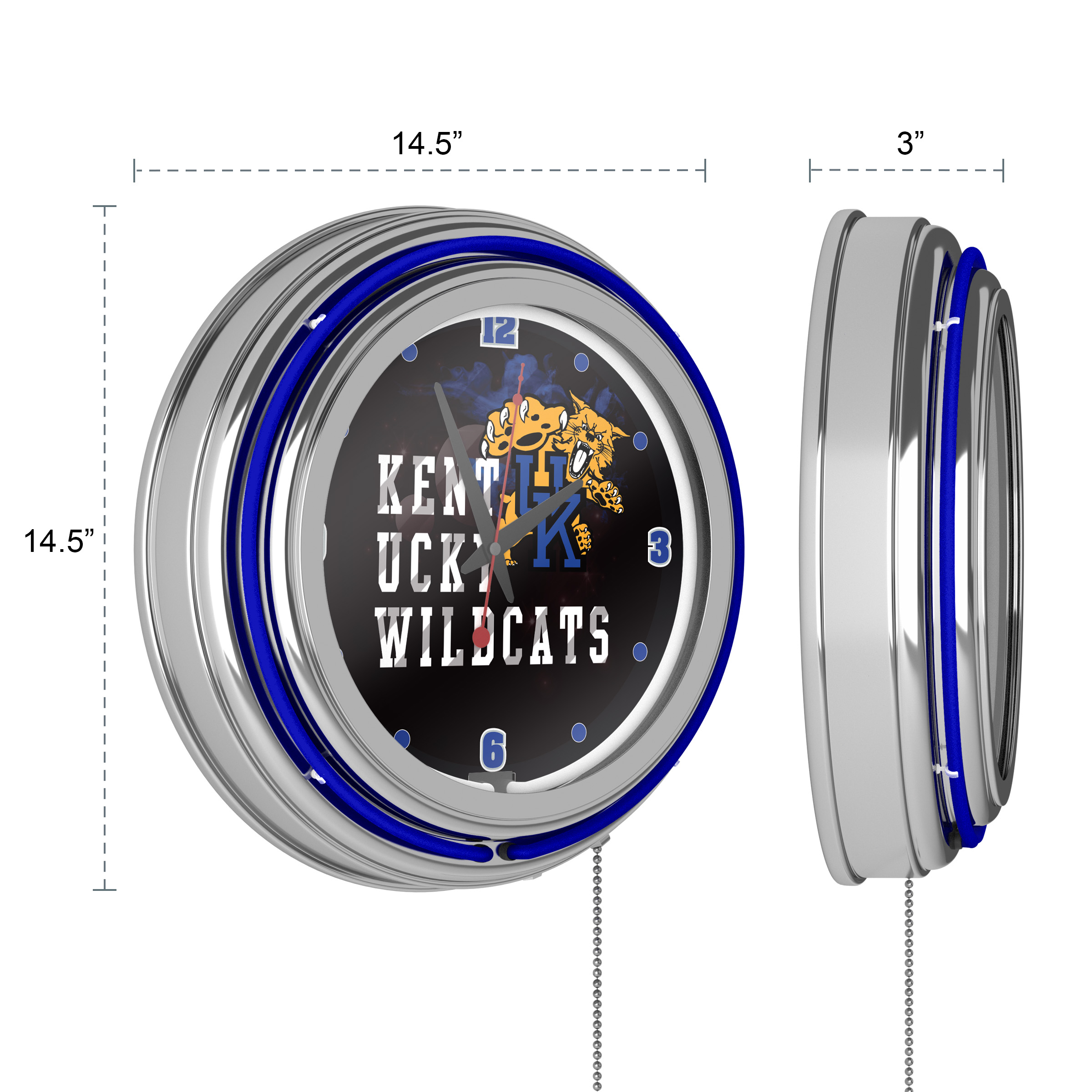 University of Kentucky Wildcats Chrome Double Rung Neon Clock - Smoke - image 3 of 6