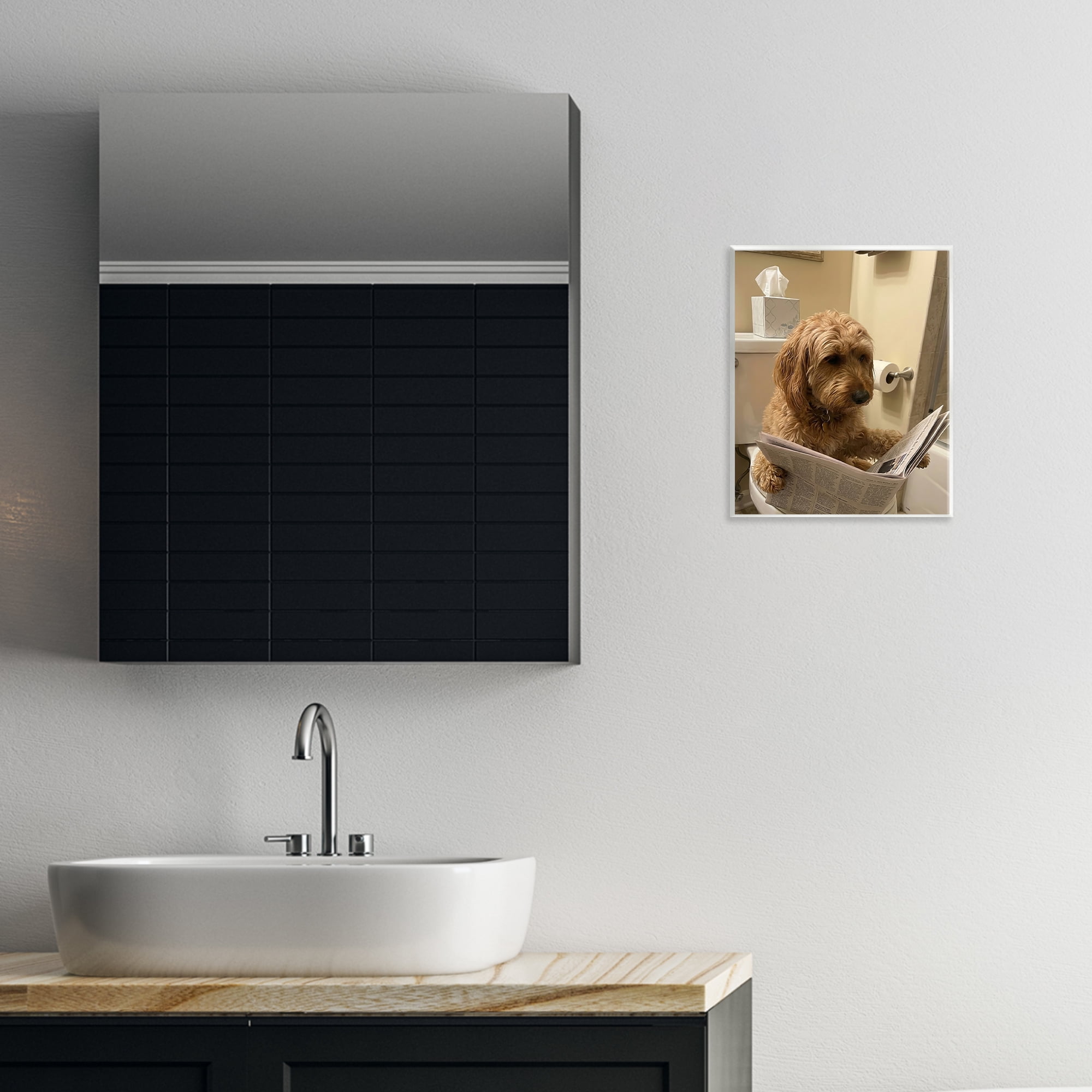 Stupell Industries Dog & Paper on Toilet Wall Plaque Art, design by Abigail Walker