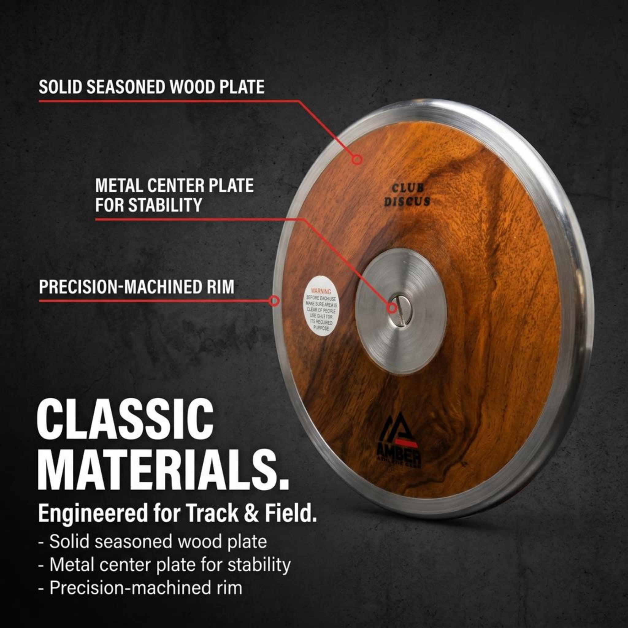 Amber Sporting Goods Precision Wood Club Discus Balanced, Stable, Versatile Thrower's Companion Perfect for Track & Field Training and Competition