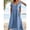 Light Blue, variant on QUNYINEY Cotton Linen Women's Dresses Short Sleeve Light Blue Casual A-Line Dresses with Pockets Loose Fit Casual Beach V Neck Midi Dresses
