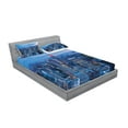 thumbnail image 2 of Ambesonne Landscape Fitted Sheet & Pillow Sham Set, Sunset in NYC Photo, Full, Blue, 2 of 2
