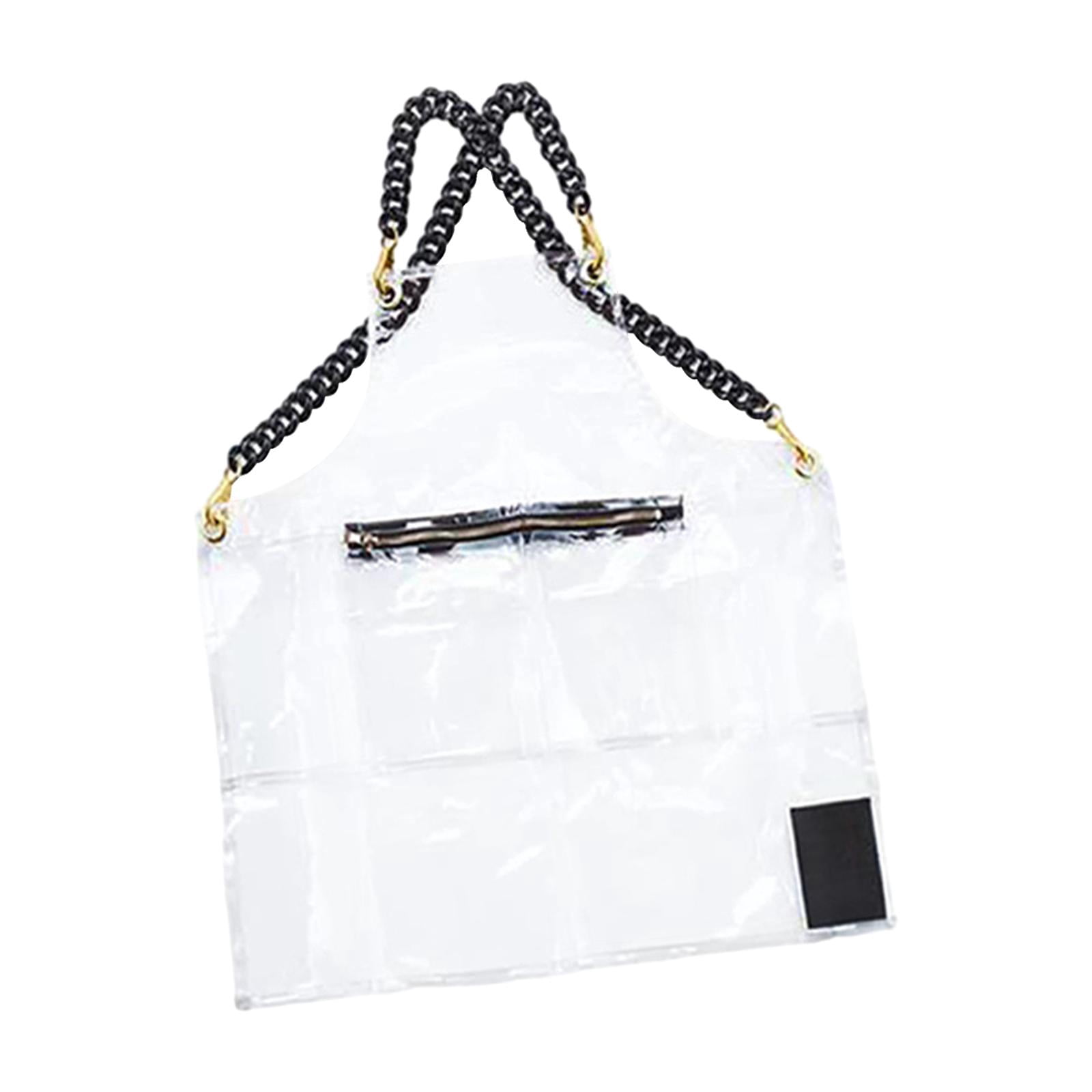 Fiocias Oilproof Apron Baking Apron BBQ Apron Portable with Pocket Lightweight TPU Apron Clear
