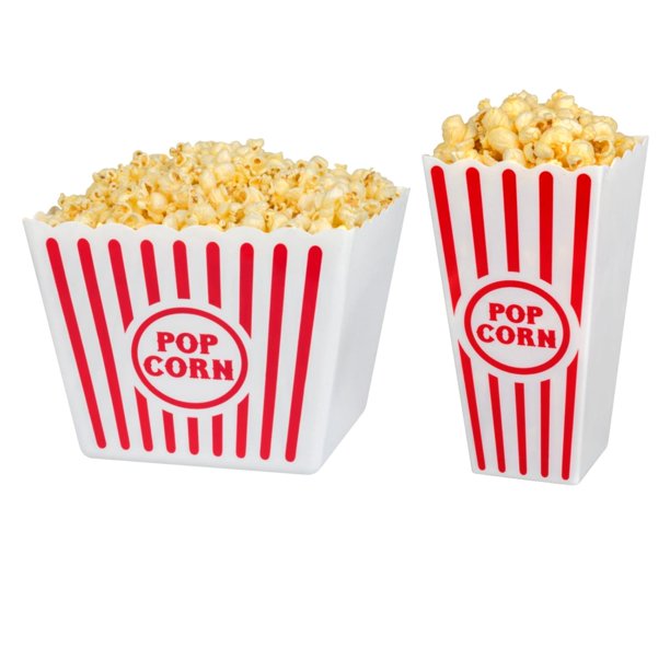 Popcorn Containers Set 2 Jumbo Popcorn Buckets Tubs Durable and ...