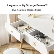 GIATUEE Vanity Table with Mirror, 2 Drawers Makeup Dressing Desk, Teen Adult(Without Stool)