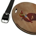 thumbnail image 2 of Cowgirl Pinup Riding Bucking Bull Rodeo Round Leather Luggage Card Suitcase Carry-On ID Tag, 2 of 7