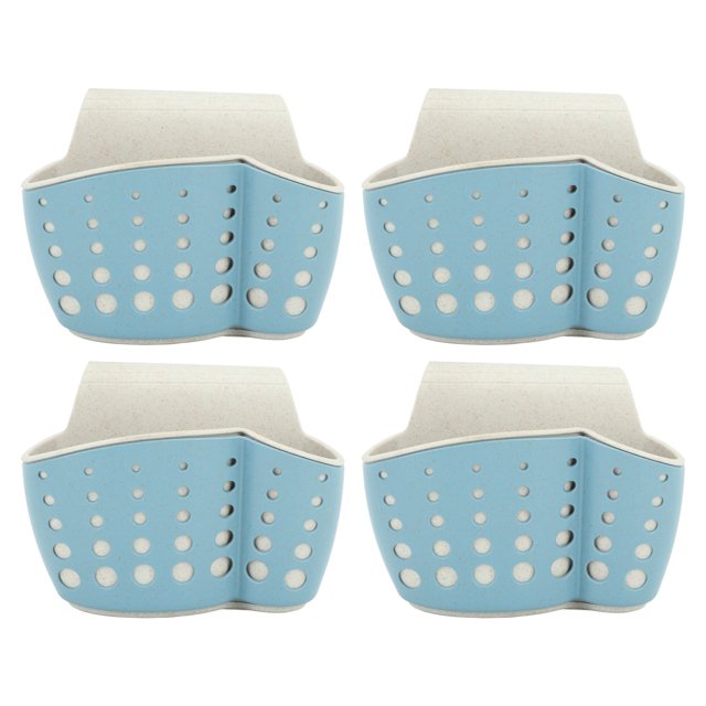 4 Uds soporte para esponja de fregadero PP 2 capas correa ajustable soporte para jabón escurridor para cocina baño azul