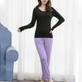 thumbnail image 6 of Dgankt 2 Piece Sets for Women Casual Loose Solid Color Round Neck Long Sleeve with Chest Pad Trousers Home Wear Set,Size M-2XL, 6 of 8