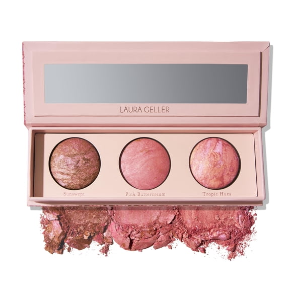 LAURA GELLER NEW YORK Geller's Greatest Lift-n-Glow Baked Trio Palette - Bronceador con rubor iluminador - Todos los tonos de piel
