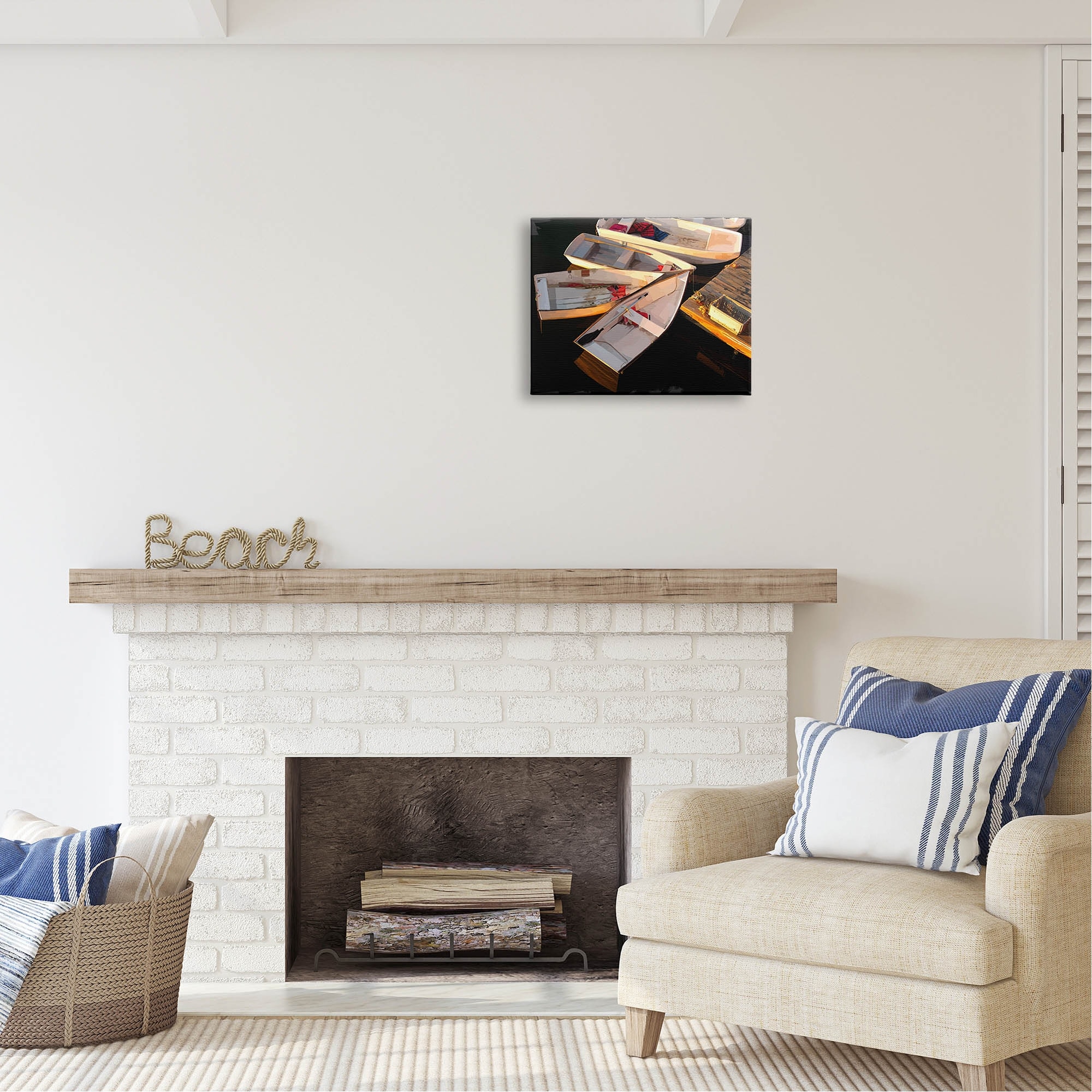 Stupell Industries Aerial View Docked Boats At Lake Coastal Photography Gallery Wrapped Canvas Print Wall Art