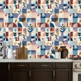thumbnail image 5 of Peel and Stick Wallpaper Contact Paper Boho Floral Navy Pink Orange Geometric Shapes Abstract Patterns Self Adhesive and Removable 17.7in x 118in, 5 of 8
