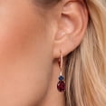 thumbnail image 3 of Gem Stone King 18K Rose Gold Plated Silver Red Rhodolite Garnet and Blue Sapphire Dangle Earrings for Women with Lab Grown Diamond (4.73 Cttw, Oval 9X7MM), 3 of 6