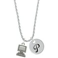thumbnail image 1 of Delight Jewelry Silvertone Computer Silvertone Script Initial Disc - P - Charm Necklace, 20"+3", 1 of 4