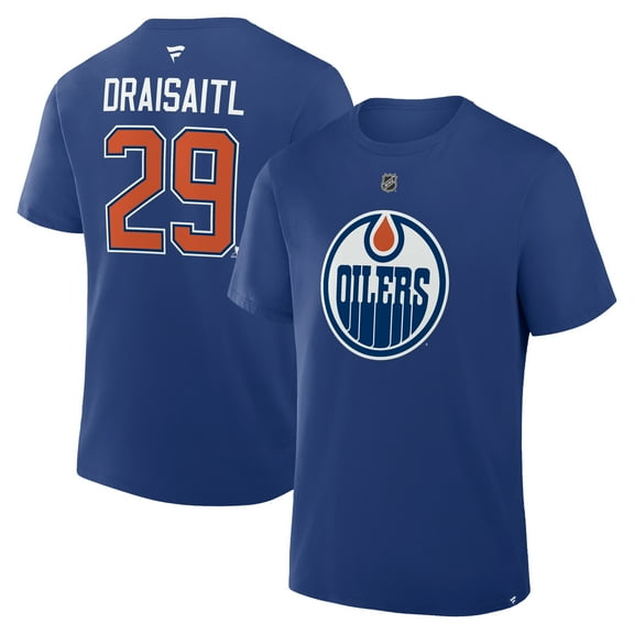 Men's Fanatics Leon Draisaitl Royal Edmonton Oilers Authentic Stack Name & Number T-Shirt