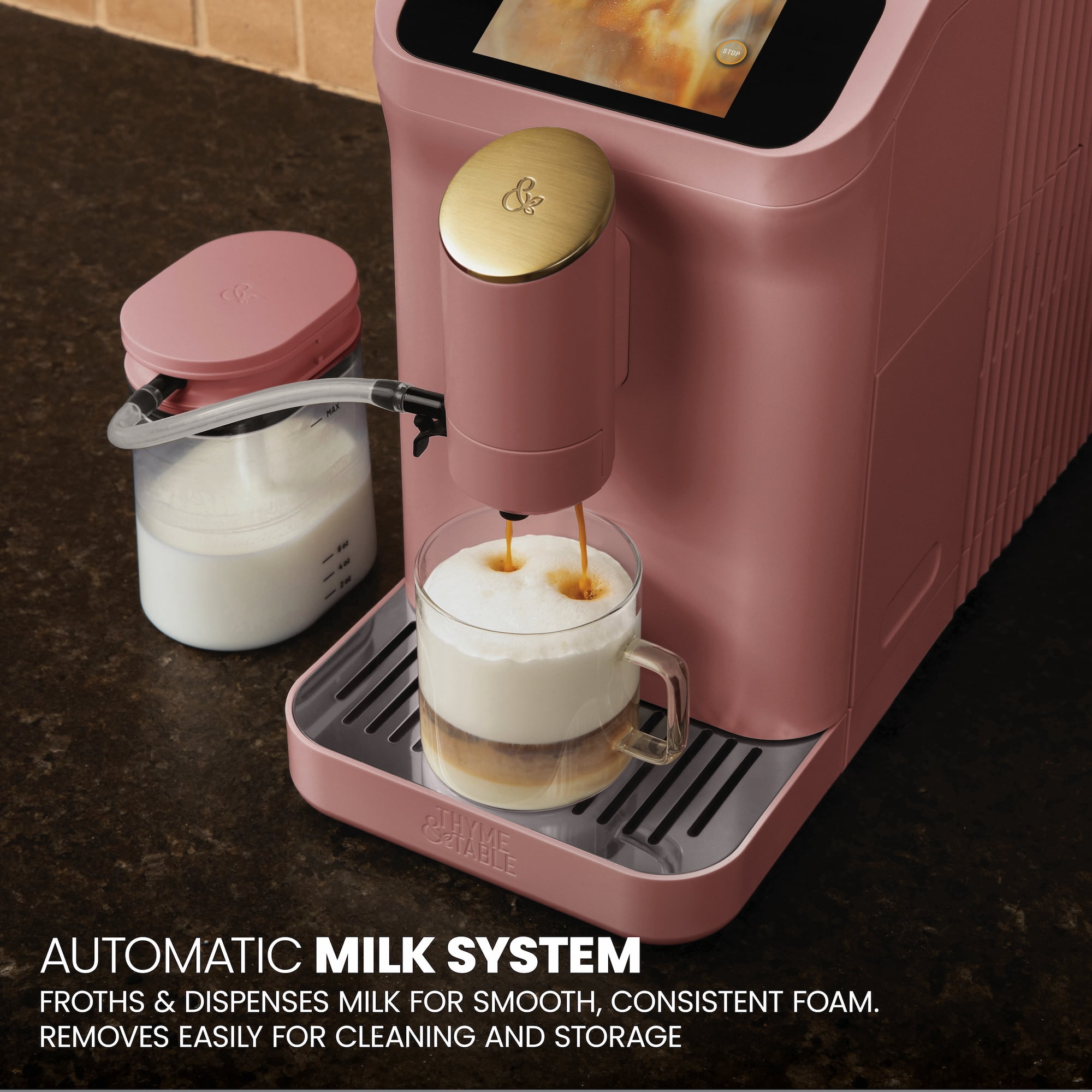 Thyme & Table Fully Automatic Espresso Machine, Faded Rose