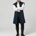 thumbnail image 5 of Atkumj Medieval Vest for Men Trendy Solid Color Long Waistcoat Vintage Stand Collar Front Patch Pockets Button Down Sleeveless Vest, 5 of 10