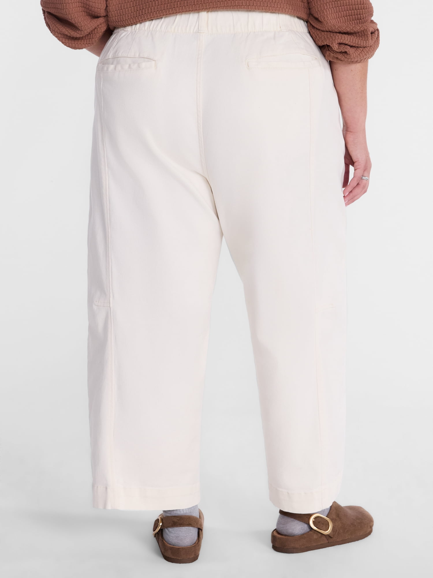 Terra & Sky Women's Plus High Waisted Barrel Pants, Sizes 0X - 5X