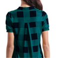 thumbnail image 5 of Tittly Button Down Shirts Womens Shirts Women Casual Plaid Printed Short Sleeve V-Neck Irregular Hem Blouse T-Shirt Tops Short Sleeve Shirts Tshirts Shirts Womens Tops Green 3XL, 5 of 9