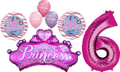 Princess Party 6th Birthday Girl Balloon Bouquet Decorations