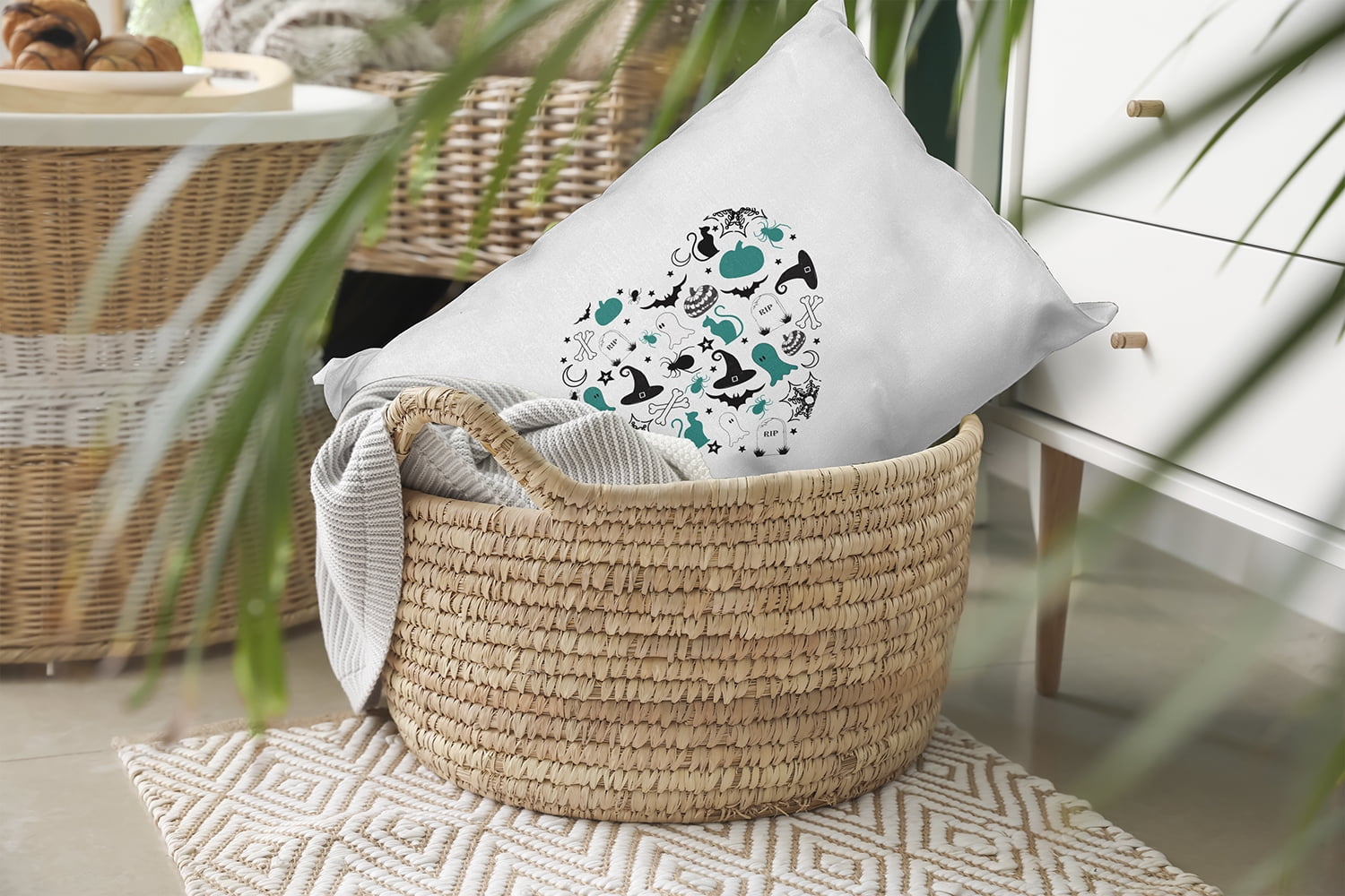 20" x 14" Simply Daisy Halloween Heart Polyester Accent Pillow, Desert Turquoise Qty 1