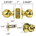 thumbnail image 3 of Polished Brass Ball Keyed Entry Door Knob, 2-Way Latch, Front and Back Door, 3 of 14
