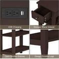 thumbnail image 6 of Narrow End Table Set of 2,Side Table Living Room with USB Ports & Power Outlets and Hidden Drawer, 3-Tier Skinny Nightstand with 2 Open Storage Shelves for Small Place(Espresso), 6 of 12