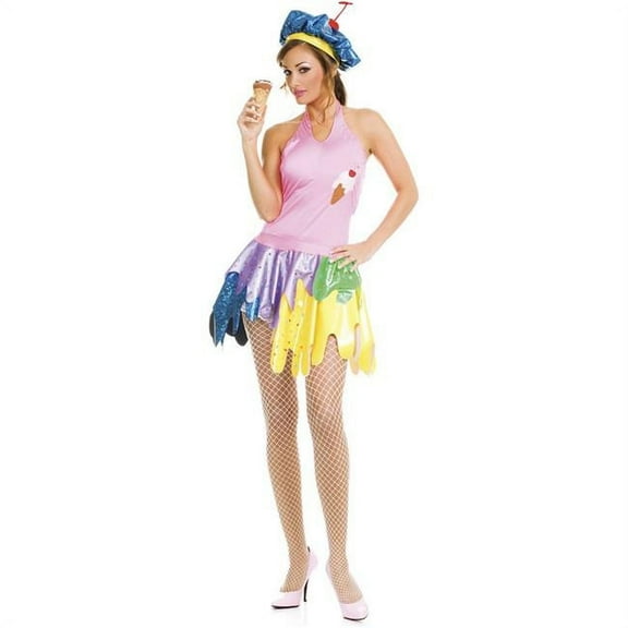 Music Legs Women's 2 Piece Halter Neck Ice Cream Girl Outfit Costume; Medium & Large 70148-ML