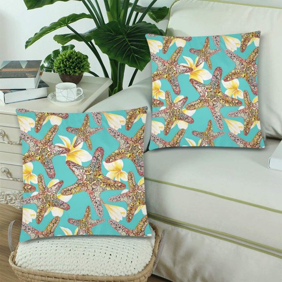 MKHERT Watercolor Starfish Pillowcase Pillow Protector Cushion Cover 18x18 inch,Set of 2